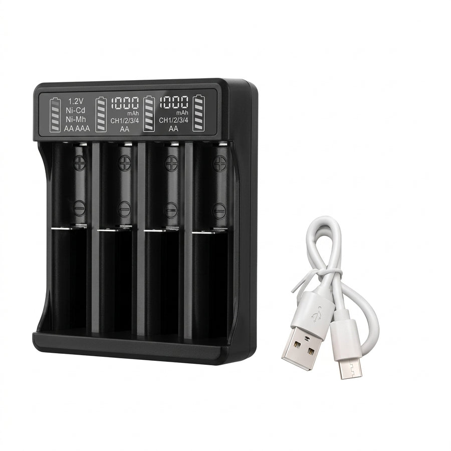 Chargeur de batterie 18650 pour caméra de chasse — 4 emplacements