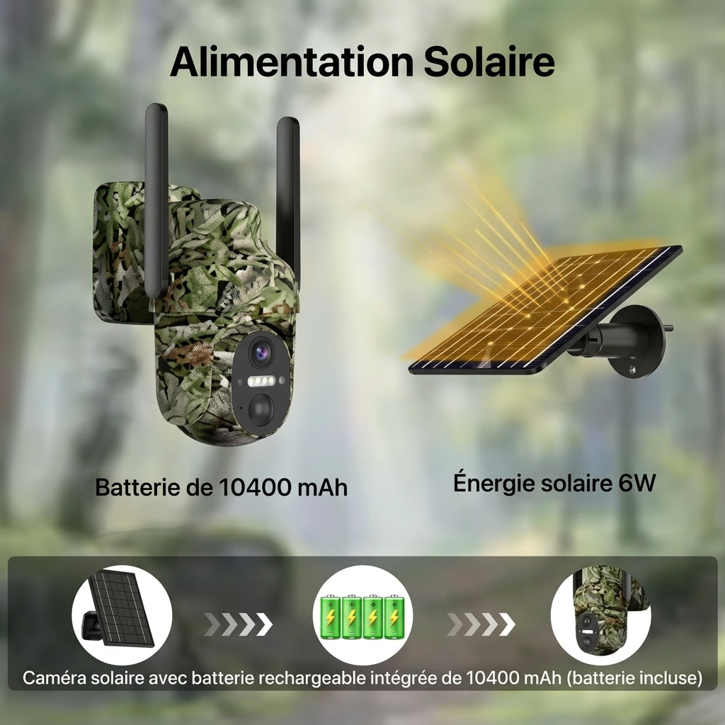 Caméra de chasse solaire 4G avec détection PIR et vision nocturne HD