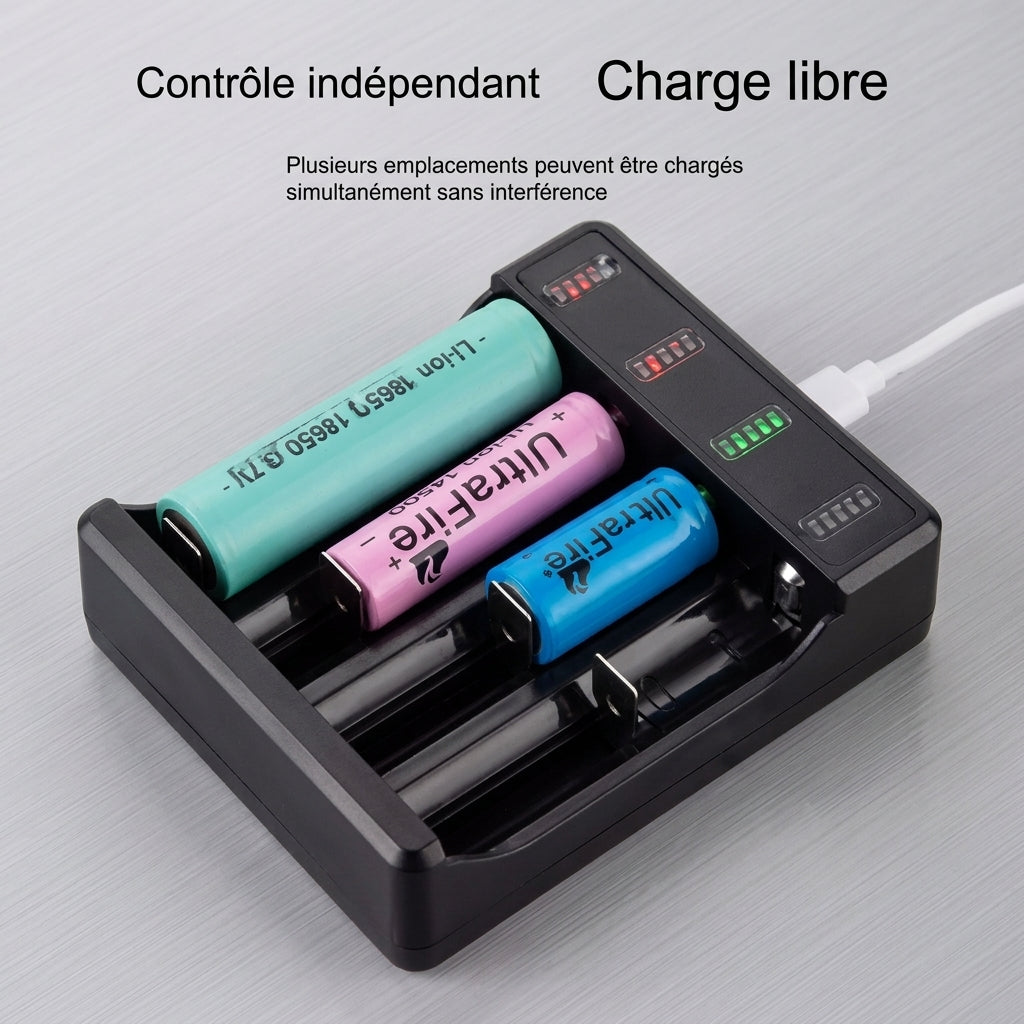 Chargeur de batterie 18650 pour caméra de chasse — 4 emplacements