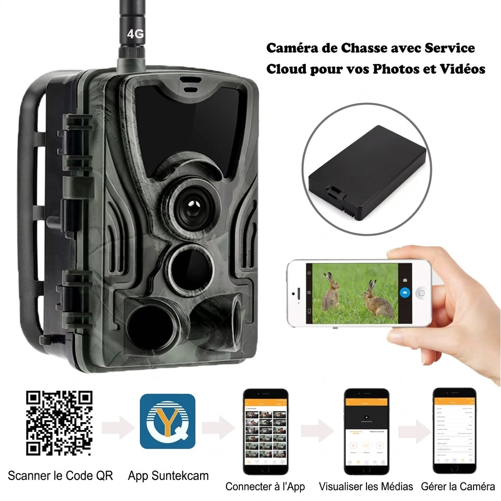 Caméra de chasse 4K avec vision nocturne et diffusion en direct