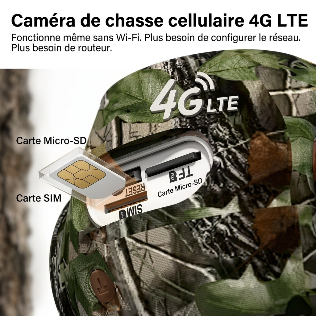 Caméra de chasse solaire 4G avec détection PIR et vision nocturne HD