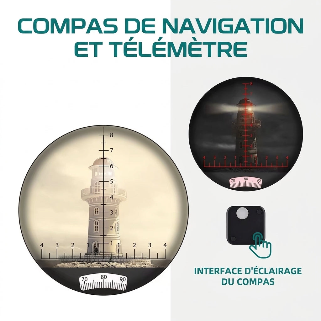 Jumelles 10x50 étanches avec télémètre et boussole pour la chasse