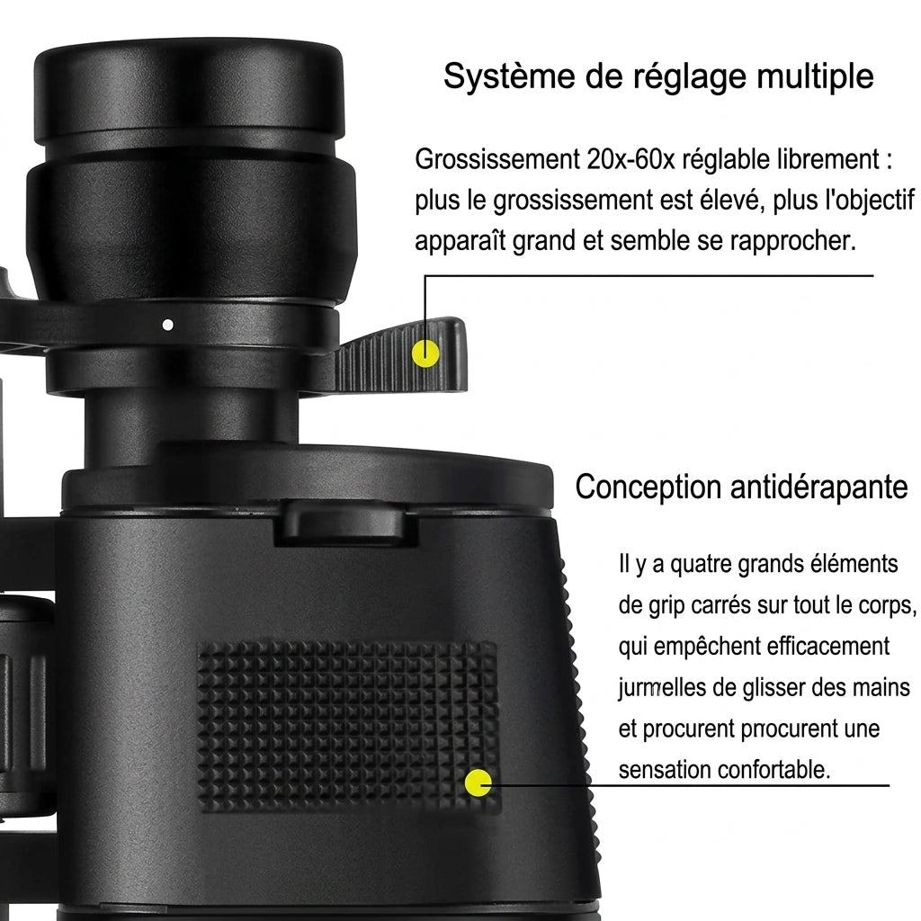 Jumelles zoom longue portée 20-60x70 pour la chasse et l'observation